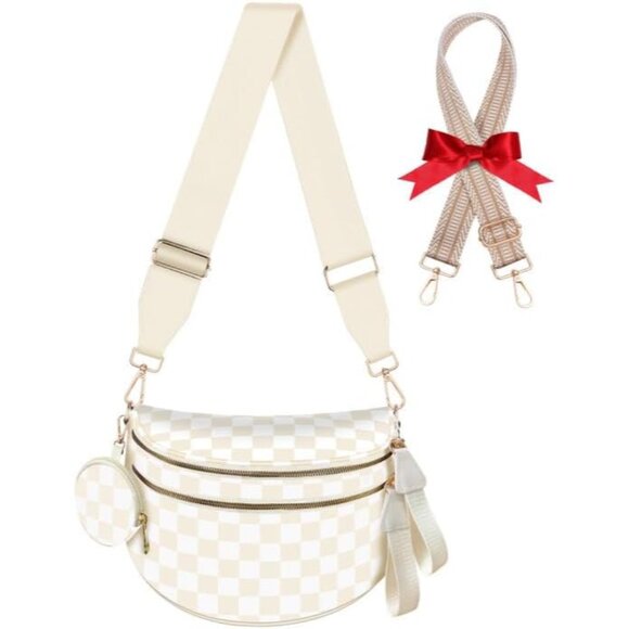 Versatile Checkered Crossbody Bag with Expandable Bottom - Stylish & Practical - Picture 1 of 7